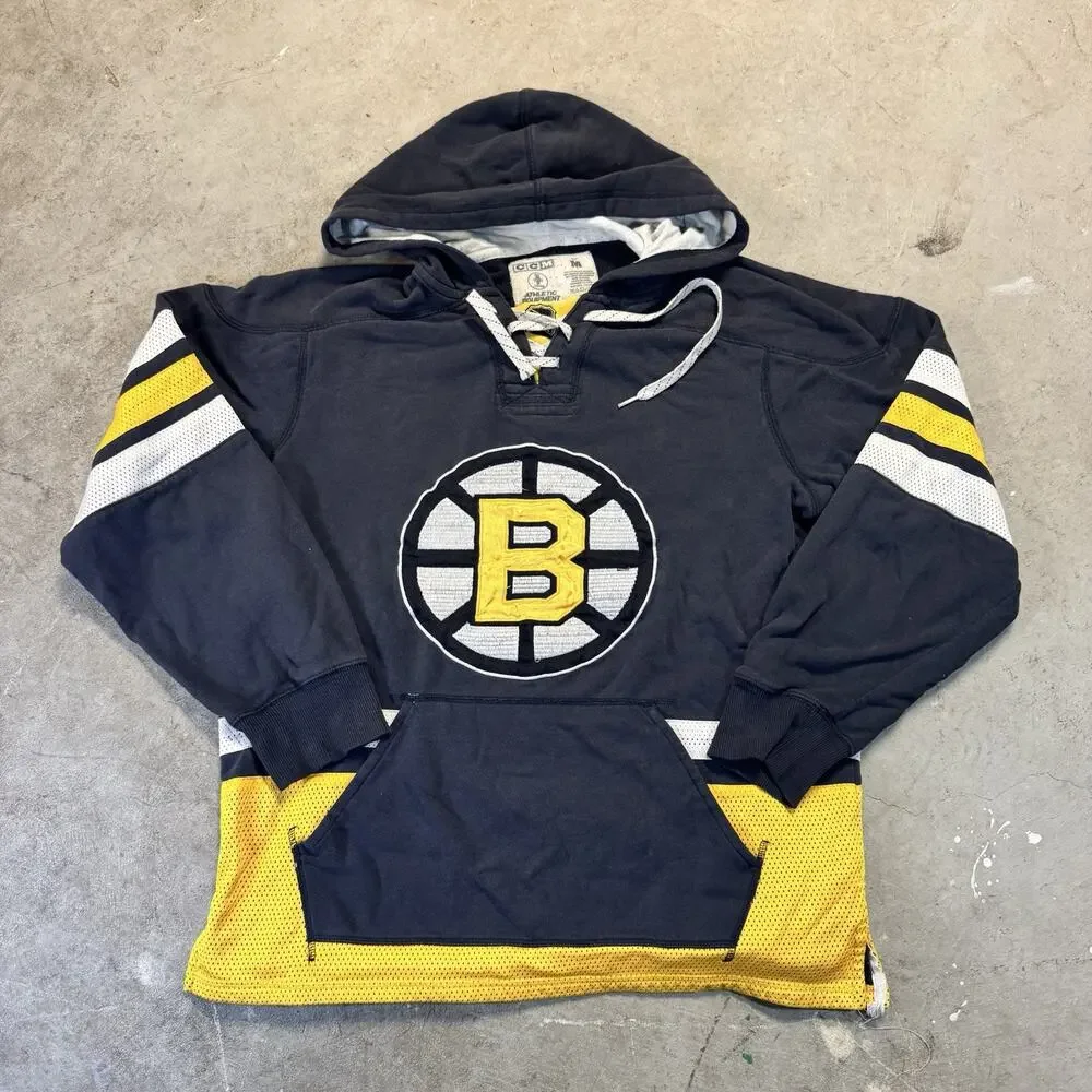 Boston Bruins Hoodie Medium Fanatics Black Yellow NHL Hockey